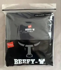 未使用　Hanes ビーフィー ロングTシャツ XL 長袖 丸首 1点　ブラック