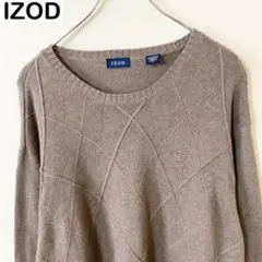 IZOD 刺繍ロゴ ニット ベージュ 古着 ヴィンテージ ストリート アメカジ