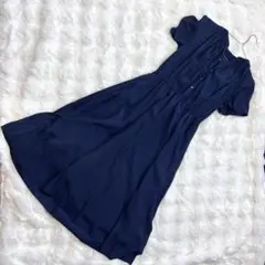 ネイビー　夏　ロングワンピース