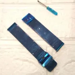 スマートウォッチ　ステンレスベルト　ブルー　20mm