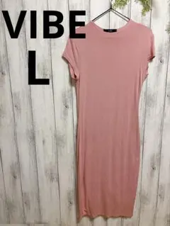 ✨VIBE✨【L】ピンク 半袖 ロングカットソーワンピース