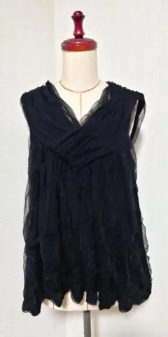 TSUMORI CHISATOツモリチサト ノースリーブふわふわチュニック黒