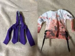 紫色パーカーとスプラッター柄トップス　オビツ27 ブライス　ナイン　エイト
