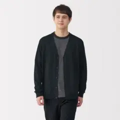紳士　ＵＶカットヘンプ混Ｖネックカーディガン 紳士ＸＬ・黒
