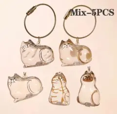 【うちの子の毛だまだま】風のキーホルダー5個セット