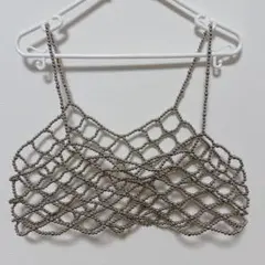 【美品】ビーズネットビスチェ シルバー