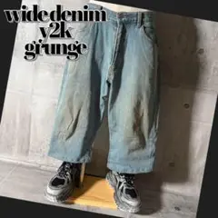 y2k grunge denim half pants fade 2000's