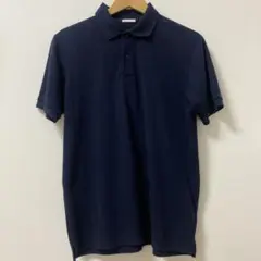 ネイビー コットン ポロシャツ 半袖 メンズL 美品