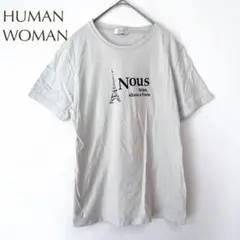 ヒューマンウーマン プリントTシャツ エッフェル塔柄 綿100% 半袖 M