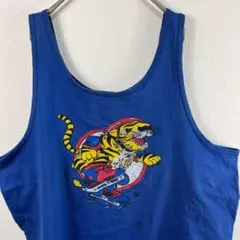 USA製 90s jacques moret シングルステッチ タンクトップ 青