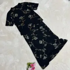 Admirable アドミラブル【M】 黒色花柄セットアップ スカート
