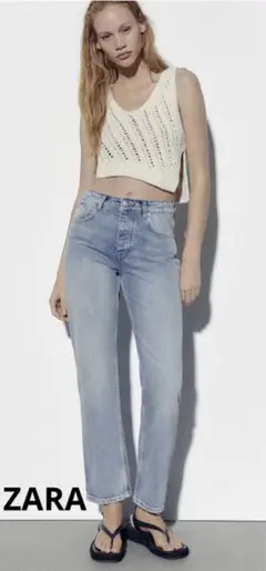 ZARA デニム　ストレートクロップド　38 【新品】