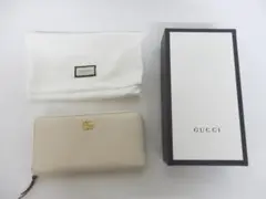 MH570 GUCCI GGマーモント ラウンドファスナー アイボリー 長財布