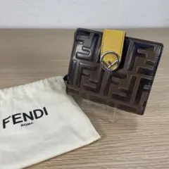 フェンディ ズッカ レザーウォレット 二つ折り財布 ブラウン