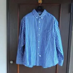 THECRACKS ボタンダウンシャツ M 青白ストライプ