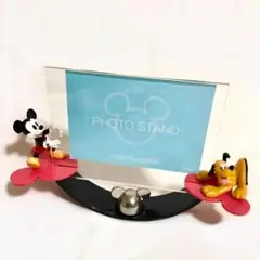 【Disney】ミッキー&プルート＊ゆらゆらフォトフレーム＊ 希少 フィギュア付
