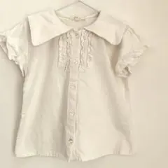 Lalune フリル付きホワイトシャツ セーラーカラー 120cm 生成り