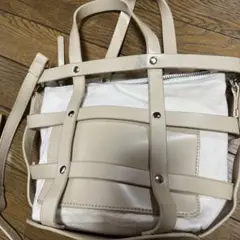 格子2WAYショルダーバッグ ベージュ　訳あり　格安