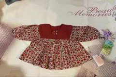 ベビー服　トップス　赤色　花柄　新品未使用品　90cm 春服　秋服