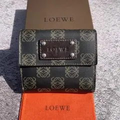 LOEWE アナグラム 総柄 コンパクトウォレット 折り財布 ブラウン ブラック