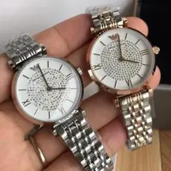 金属ベルト 腕時計 シルバー ローズゴールド