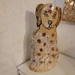 犬のオブジェ　置物　手書き手仕上げ　イタリア　フラワーベース　傘立て？等　多用途