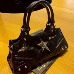 グランジ ハンドバッグ Y2K ショルダーバッグ スターモチーフ 黒 星