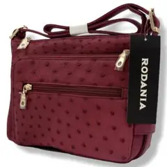 【未使用品】 RODANIA ショルダーバッグ オーストリッチ カンパリレッド
