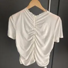 GU 半袖 シアーギャザー T オフホワイト