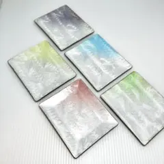 七宝 tutanka 多色羽模様 虹色 プレート5枚セット 菓子皿 四角皿