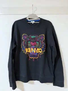 夏割り‼️【ケンゾー】トレーナー プルオーバー 黒 虎 タイガー ロゴ 刺繍 M