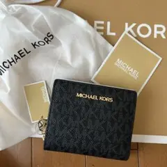 【新品未使用】MICHAEL KORS ブラック 二つ折り財布