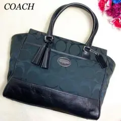 希少品✨コーチ ブラック ハンドバッグ シグネチャー チャーム付