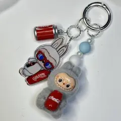 【人気】コーララブブビーズストラップ　キーホルダー　スマホ　ミニフィギュア　灰色