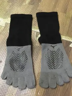 ミズノ　ゼログライド　滑り止め　ソックス 黒・グレー