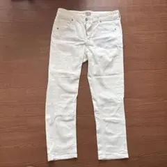 SOMETHING シルクinデニム ホワイト スリムフィットパンツ
