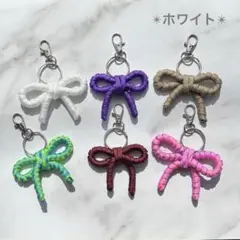 パラコード　リボン　ストラップ　チャーム ホワイト　027