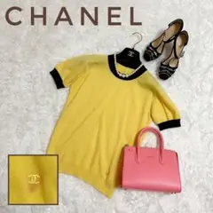 CHANEL✨ ニット セーター カシミア ココマーク 36 バイカラー 黒黄