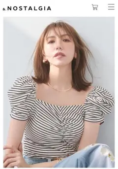 完売　モデル美香さん着用　ボーダートップス