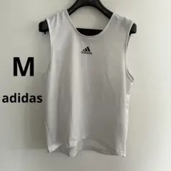 adidas ホワイト ノースリーブ Vネックジャージ