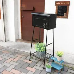 ポスト 郵便受け ガーデンポスト メールボックス ローズ 横型 ブラック