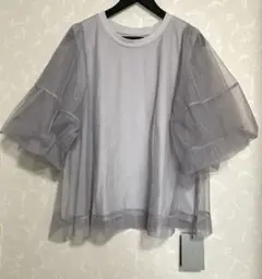 PRIORITY プライオリティ 袖チュール Tシャツ カットソー グレー 新品