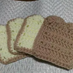 ハンドメイド エコたわし 食パン 4枚 ベージュ