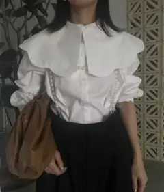 BIG COLLAR TUCK SHIRT ホワイト