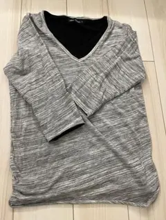 MENZ-STYLE メンズスタイル グレー ブラック重ね着風 7分袖 Mサイズ