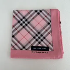 BURBERRY チェック柄 ハンカチ ピンク 約50cm