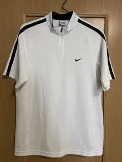 【NIKE GOLF】ナイキゴルフ ナイロン 半袖 ハーフジップ白 Lサイズ