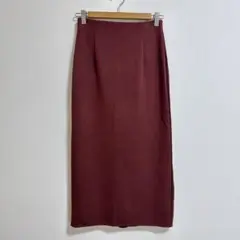 ユニクロ　ストレッチダブルフェイスナロースカート　丈標準　ワイン　M えんじ