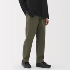 洗いざらしコットンイージーパンツ Sサイズ カーキ