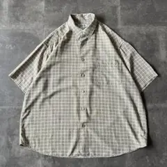 claiborne オープンカラーシャツ レーヨン 総柄 XL 茶緑 A227